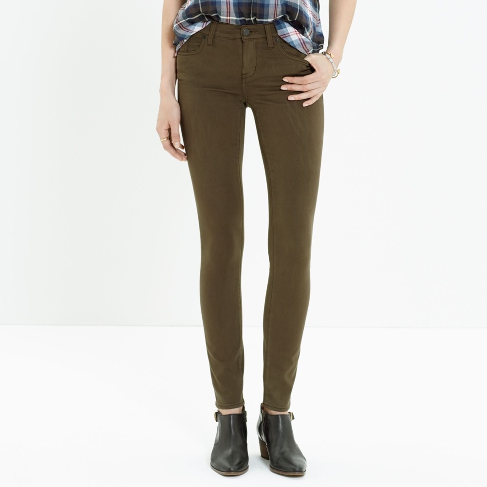 Madewell Skinny Skinny Sateen Jeans 8” rise olive green jeans